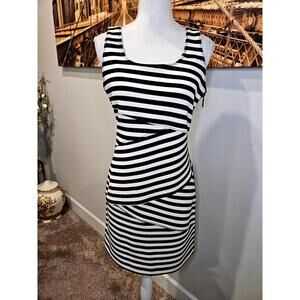 Michael Kors Black & White Striped Sheath Dress - Size 10